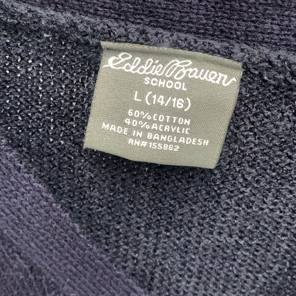 Eddie Bauer Navy Blue School Cardigan Sweater Large Size 14/16. NWT - Picture 3 of 7